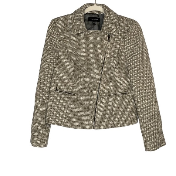 Talbots gray and cream tweed wool blend moto‎ jacket. Size 4 - Picture 4 of 11